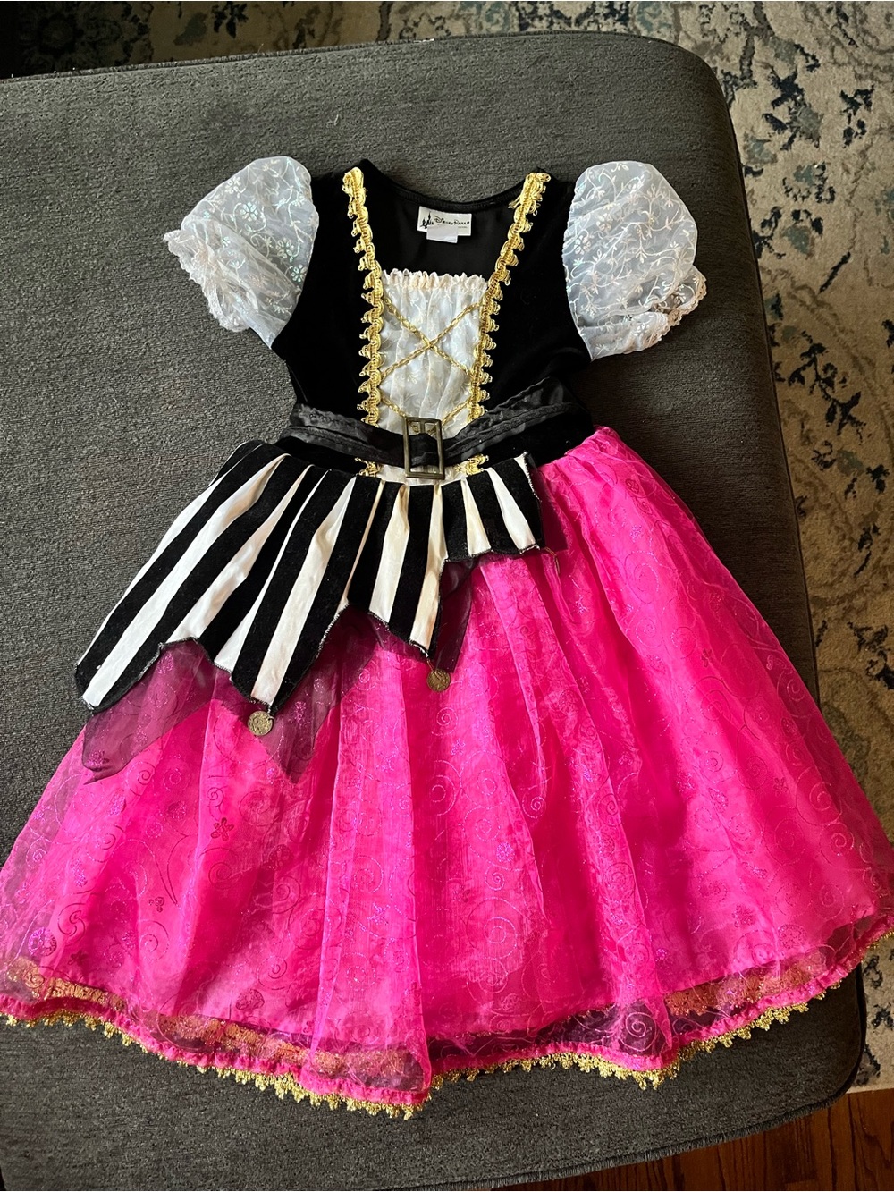 Girls Disney Parks XS 4/5 Pink and Black Pirate Princess Costume Dress